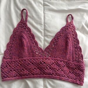 Pink and purple crocheted bralette top